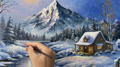 Winter Serie 8 How To Paint A Winter Scene With Acrylic Paints Youtube