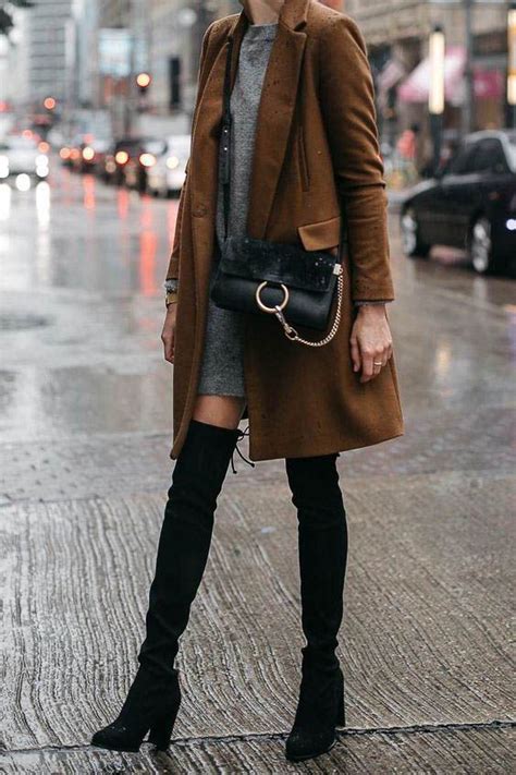 Over The Knee Boots With Sweater Dress On Stylevore