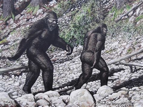 Bigfoot Couple Painting By Michael Wawrzyniec Pixels