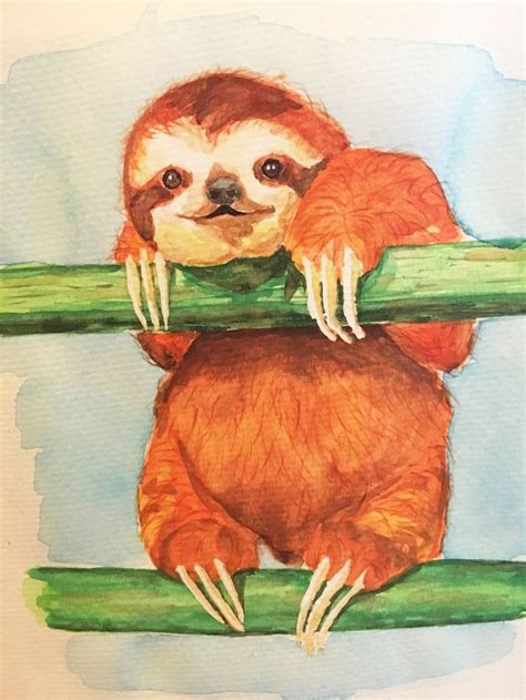 Painting Of A Baby Sloth Sloth Drawing Sloth Art Animals Artwork