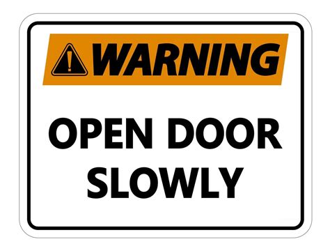 Warning Open Door Slowly Wall Sign On White Background 2426519 Vector