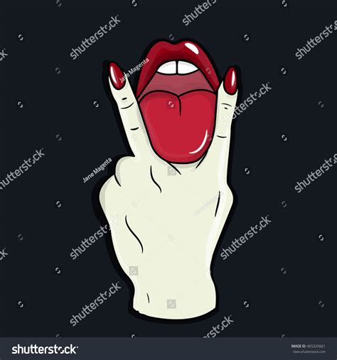 Tongue Between The Fingers Sexy Illustration 465325661 Shutterstock