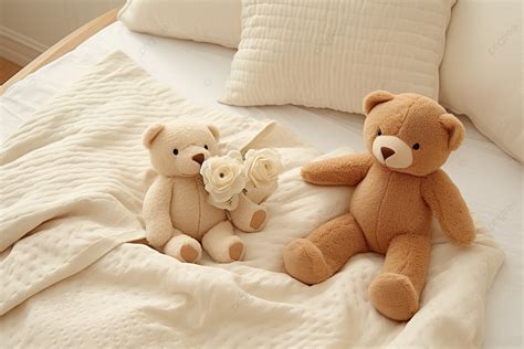 Toy Bears In Bed Background Teddy Bear Nap Underwear Background