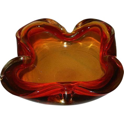 Vintage Red Murano Glass Bowl Or Ashtray From Mygrandmotherhadone On Ruby Lane