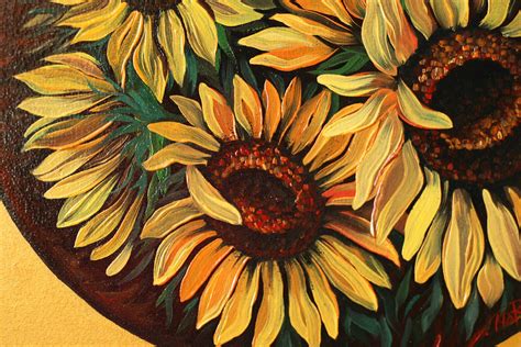 Sunflowers Oil Painting Floral Original Art Yellow Flower Etsy