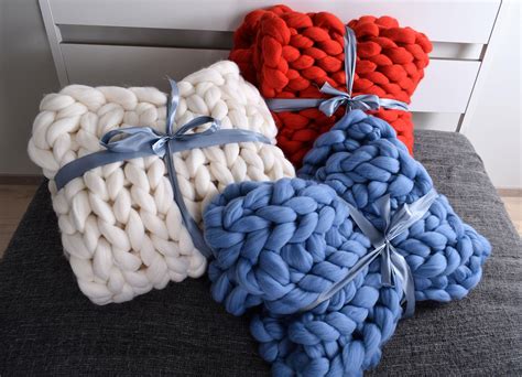 Chunky Knit Blanket Blanket Super Chunky Blanket Giant Knit