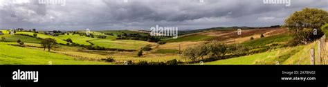 Panoramic View Over Denbigh Moors North Wales Stock Photo Alamy
