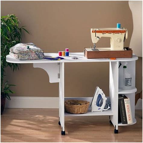 Sewing Table With Sewing Machine Platform And Wheels Sewing Furniture Sewing Table Sewing Desk