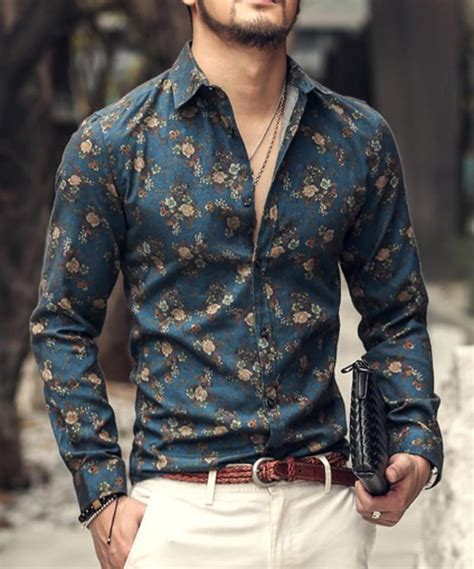 Men S Floral Long Sleeved Shirt Mens Fashion Edgy Hipster Mens Fashion Casual Shirts