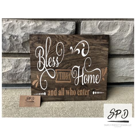 Bless This Home Wood Sign Rustic Wall Decor Living Room Wall Art