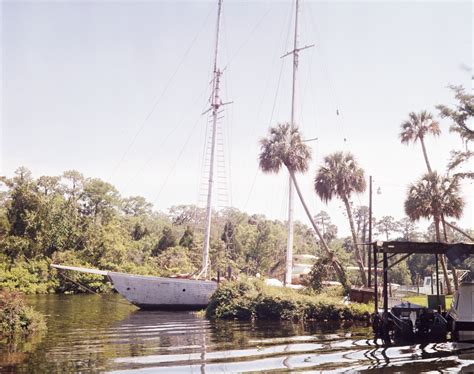 Florida Memory Two Masted Sailing Ship Docked In Yankeetown