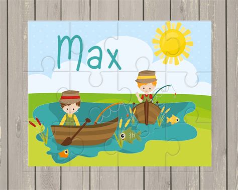 Fishing Jigsaw Puzzle Personalised T For Children Toy Etsy