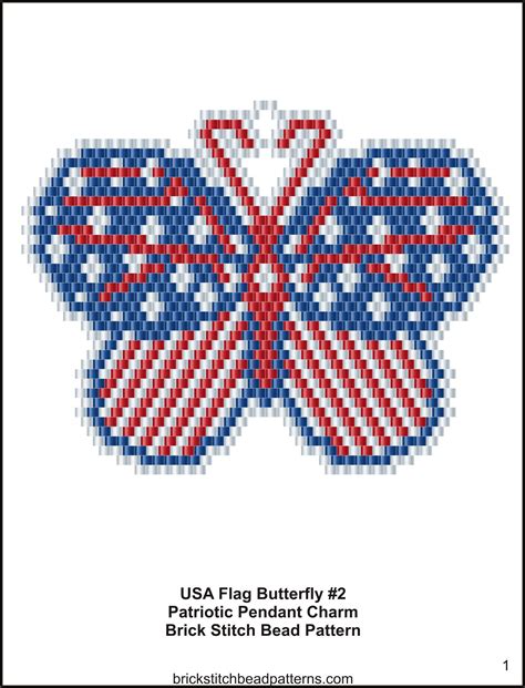 Brick Stitch Bead Patterns Journal Usa Flag Butterfly 2 Patriotic