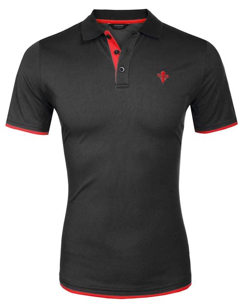 coofandy mens short sleeve polo shirts slim fit casual contrast sports golf polo t shirt