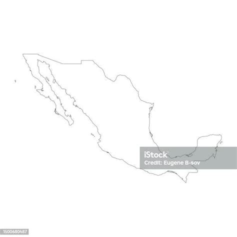 Peta Meksiko Yang Sangat Rinci Dengan Perbatasan Terisolasi Di Latar