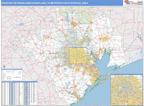 Houston The Woodlands Sugar Land Metro Area Tx Zip Code Maps Basic