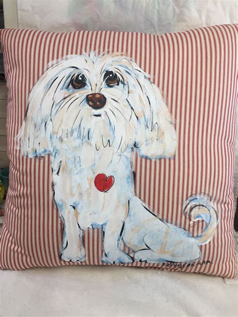 Dog Pillow Custom Made Hand Painted Dog Art Decor Etsy In
