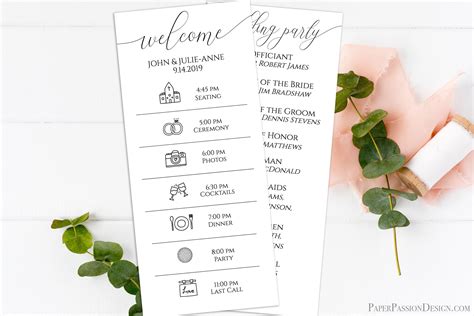 Wedding Day Order Of Events Template