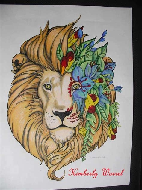 Fantasy Lion Colored By Kimberly Gibson Worrel Favoreads Coloring