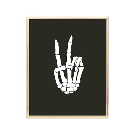 Skeleton Peace Sign Halloween Printable Art Skeleton Hands Etsy