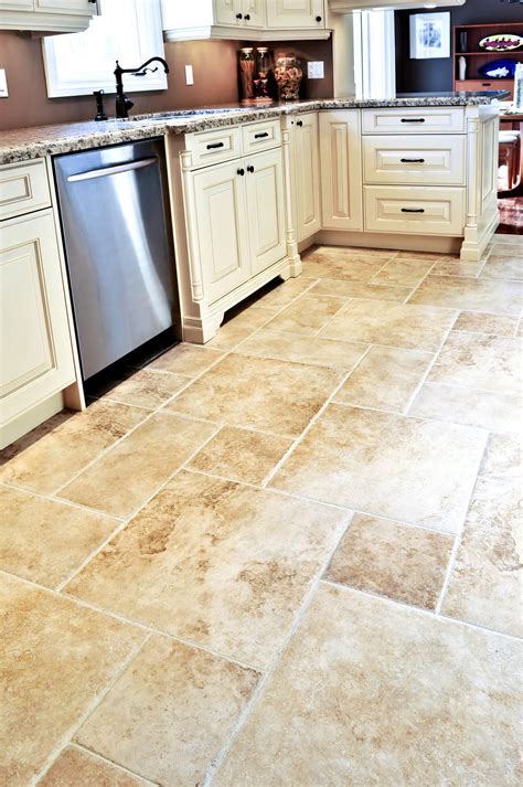 Historically, old european kitchens would have ceramic tiles on the surface with matching bullnose trim. Rectangular Floor Tile Design - HomesFeed