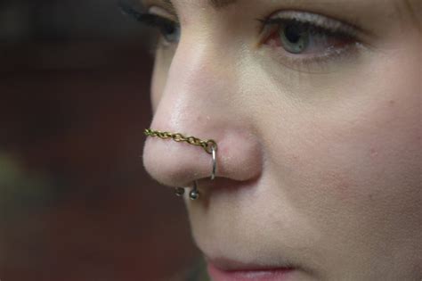 Nose Chain For Double Nostril Piercing Etsy