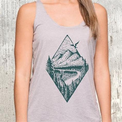 Womens Racer Back Tank Muscle Tank Women Forest Layers Etsy
