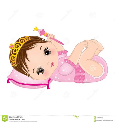 Vector Cute Baby Girl Dressed As Princess Stock Vector