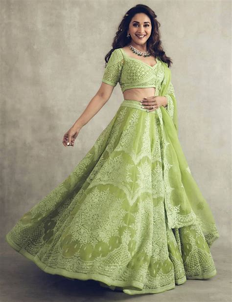 Evergreen Beauty Madhuri Dixit In Green Lehenga Looks Mesmerizing