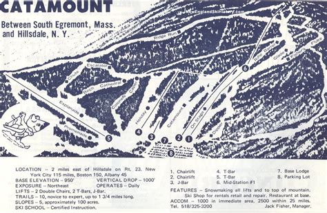 1970 71 Catamount Trail Map New England Ski Map Database