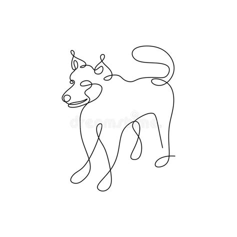 Dog Line Art Continuous Hand Drawn Single Minimalism Design On White