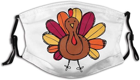 Happy Thanksgiving Funny Turkey Face Mask Unisex Cloth Washable
