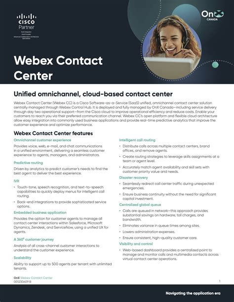 Webex Contact Center With Cisco And Onx