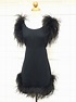 1960s black ostrich feather cocktail party dress by Florence