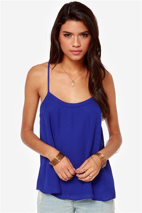 Cute Royal Blue Top Tank Top Blue Cami 3500 Lulus