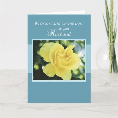 Loss Of Husband With Yellow Rose Sympathy Card Zazzle