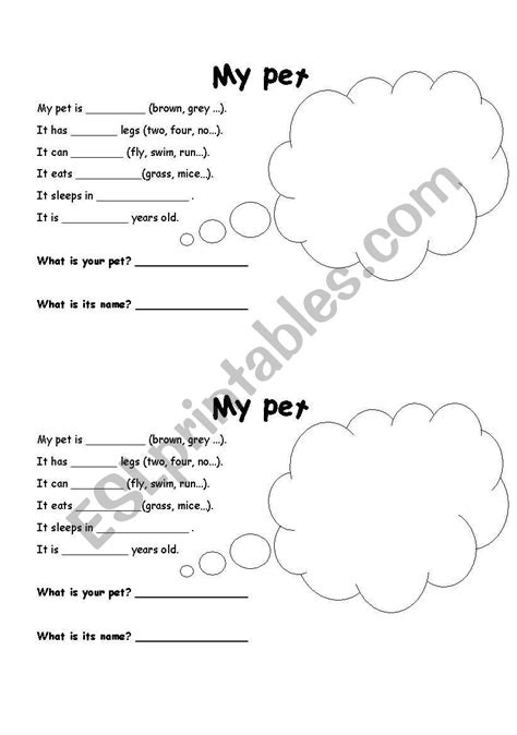 My Pet Esl Worksheet By Sonne