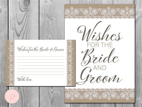 Burlap And Lace Wishes For The Bride And Groom Card And Sign Printable