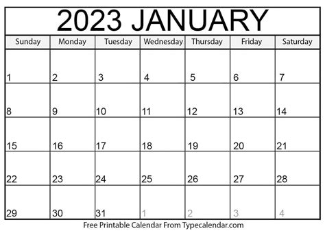 January 2023 Calendar January 2023 Free Printables