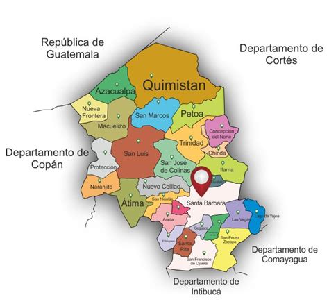 Mapas Por Departamento de Honduras Santa bárbara Honduras mapa