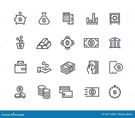 Finance Line Icons Money Business Account Currency Management Finance