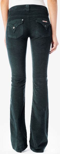 Hudson Signature Mid Rise Bootcut Jeans In Green Dark Green Corduroy