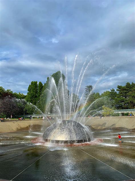 The International Fountain At The Seattle Center In The First Summer