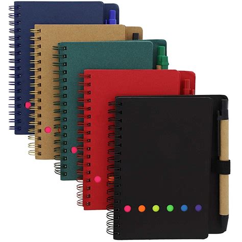 5 Packs Kraft Spiral Mini Notebooks Notepads Note Book Pad With Sticky