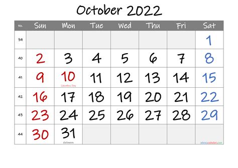 October 2022 Free Printable Calendar Template Noif22m34