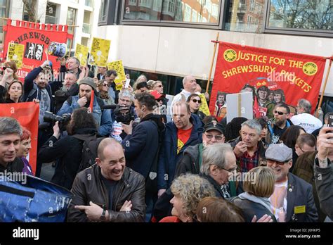 Supporters of Orgreave Truth and Justice Campaign gather outside The