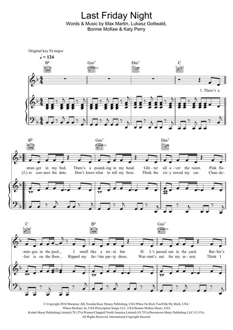 katy perry last friday night sheet music and pdf chords 2 page flute solo pop music notes sku