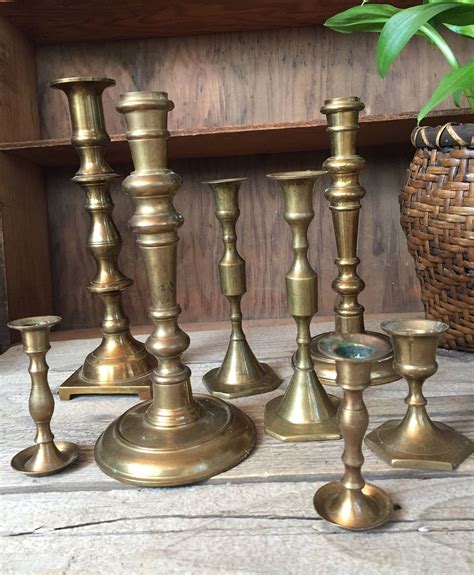Stunning Vintage Brass Candlestick Collection Set Of 8 In Etsy