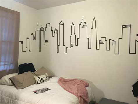 Washi Tape Skyline City Apartment Diy Wall Decor For Bedroom Tape