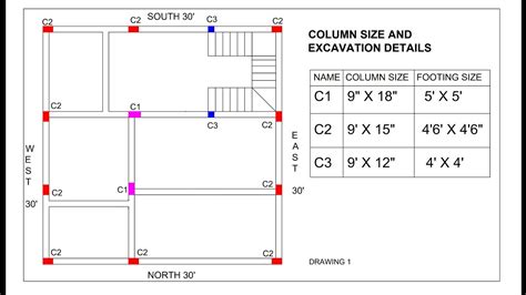 Small House Floor Plan Column Layout Slab Reinforcement Details First
